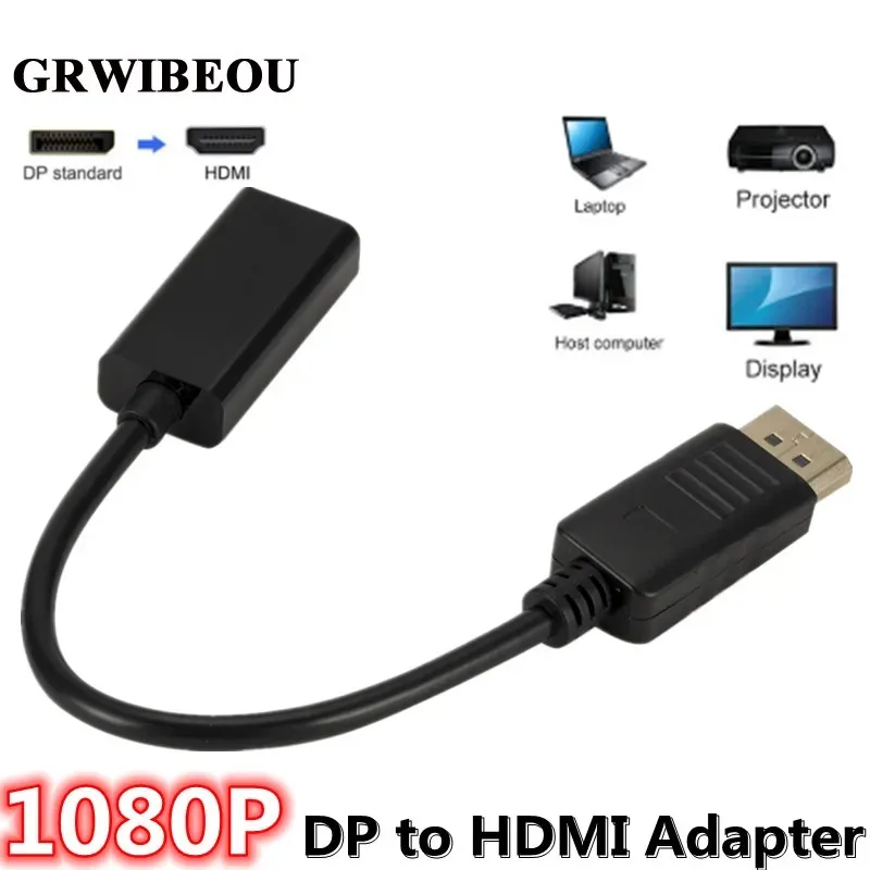 

Grwibeou 1080P DP to HDMI-compatible Cable For PC HP/DELL Laptop Adapter Male To Female DP to HDMI-compatible Converter