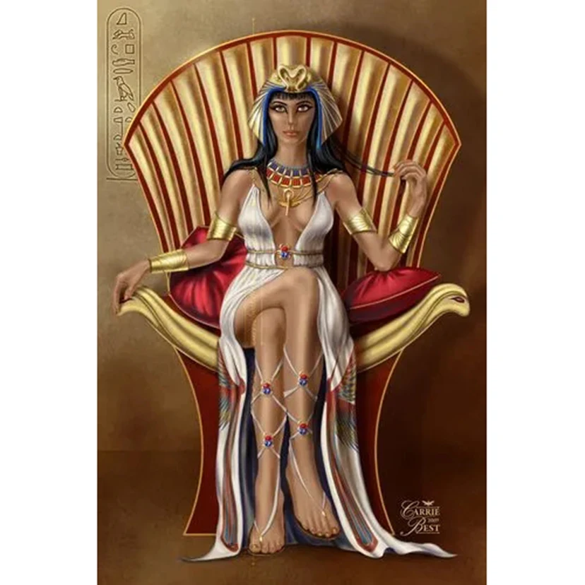 5D Diamond Painting Full Square Round Handicraft Embroidery Egyptian Queen Cleopatra Rhinestone Kit Home Decoration WG3361