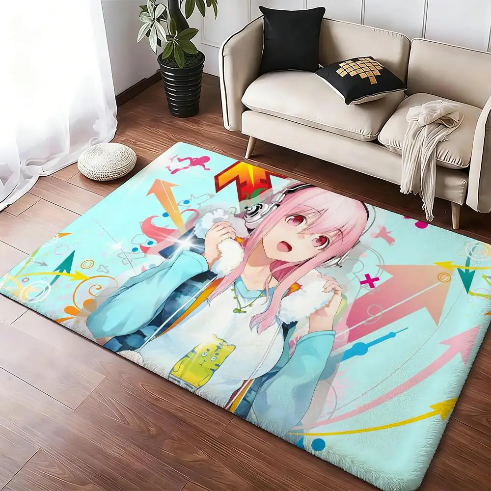 S-Super Sonico  Classic Floor Mat Cozy Flannel Soft Thick Non-Slip Mat for Living Room Bedroom Kitchen Decor Rugs