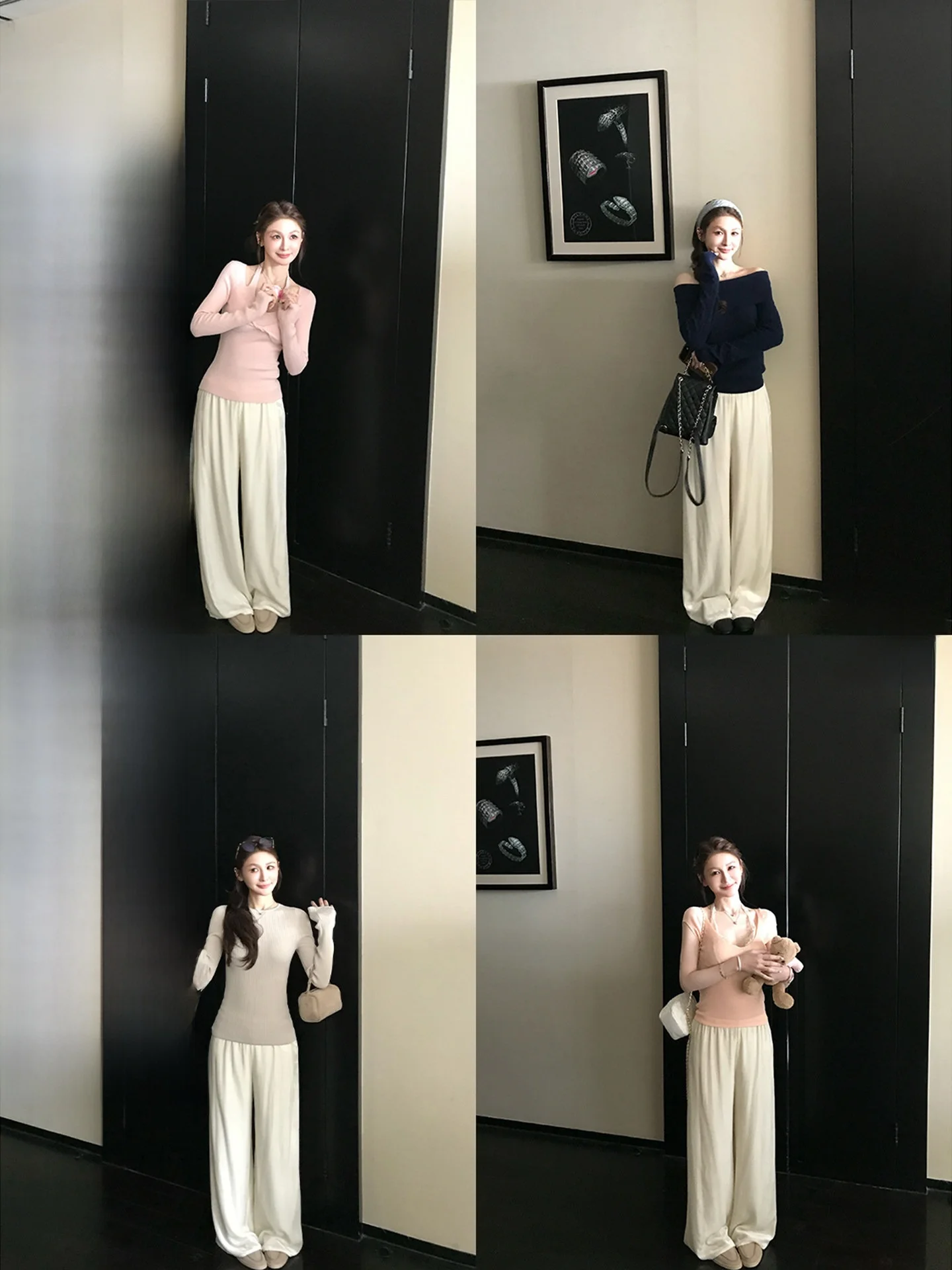 

Silk Velvet Pants Women's Soft Plump 3D Ice Flower Glossy 100% True Silk Wide Leg Casual Pants Natural Waist Elastic Waist