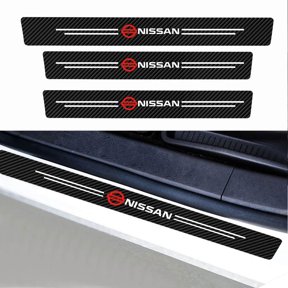 4pcs Fashion Car Welcome Plate Sill Anti Scuff Protect Pedal Threshold Sticker For Nissan J10 X-Trail Qashqai Juke Leaf Micra