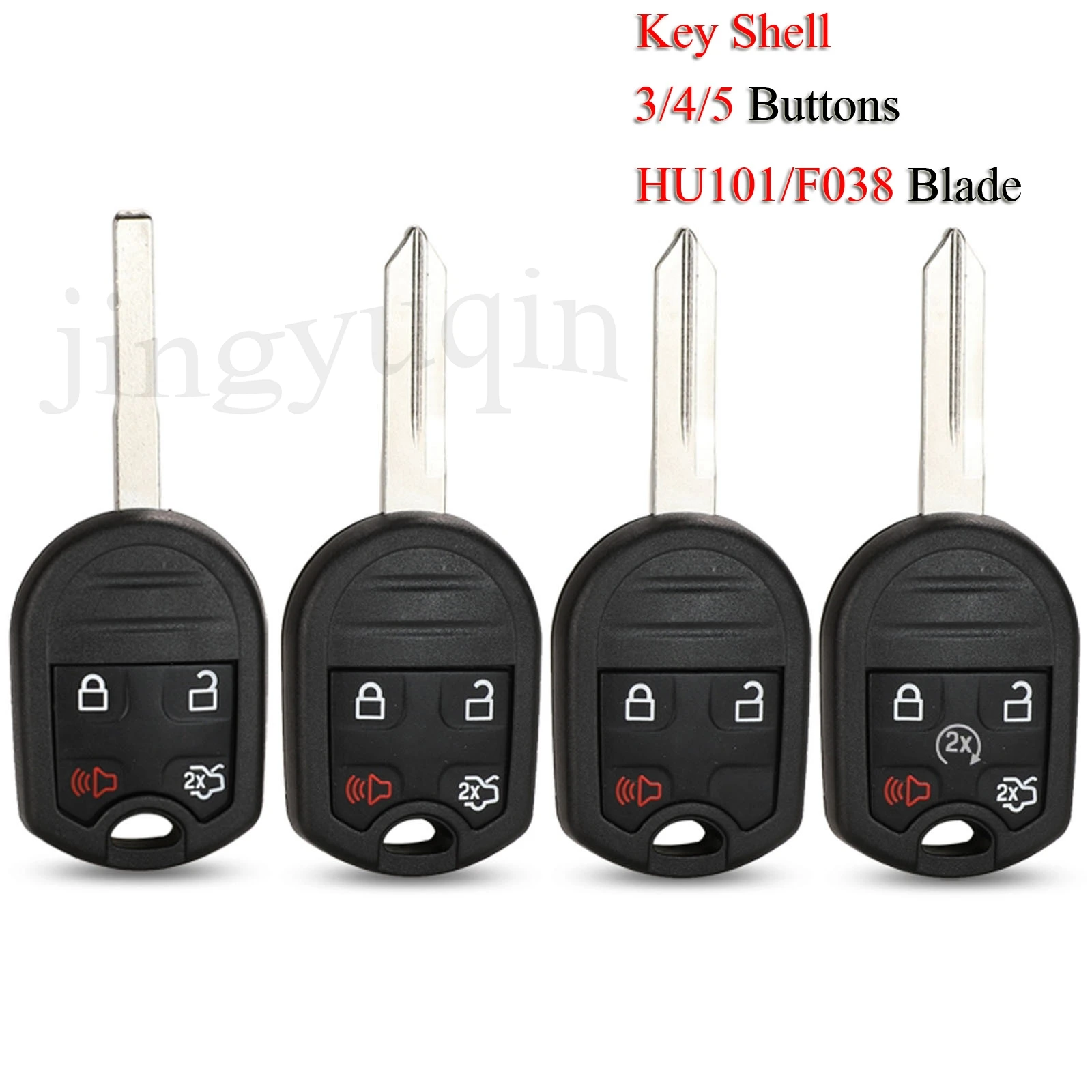 

jingyuqin 10PCS/Lot Car Key Shell For Ford Edge Escape Explorer Expedition Flex Fusion MustangTaurus 3/4/5 Buttons F038/HU101