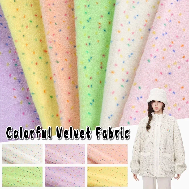 100x165cm Faux Fur Polka Dot Printed Fabric for Plush Toys Cotton Dolls Warm Hats Cushions Pillows Handmade Sewing Material