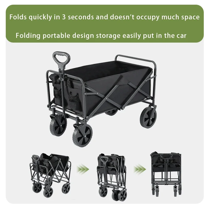 Wholesale Price Utility Wagon Beige Camping Trolley Portable Garden Folding Wagon Cart