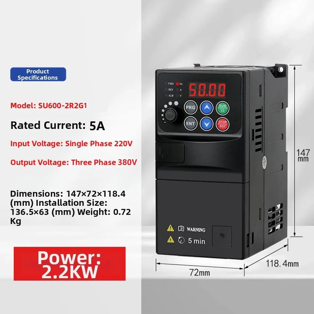 

220V Input, Three-Phase 380V Output, 2.2kW Motor Speed ​​Controller, 50/60Hz, For Three-Phase Motor Speed ​​Control
