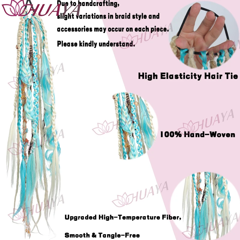 Women’s Synthetic Fiber Cool Girl Dreadlock Hair Extensions, High Elastic Tie, Perfect for Daily & Party Styles image 4