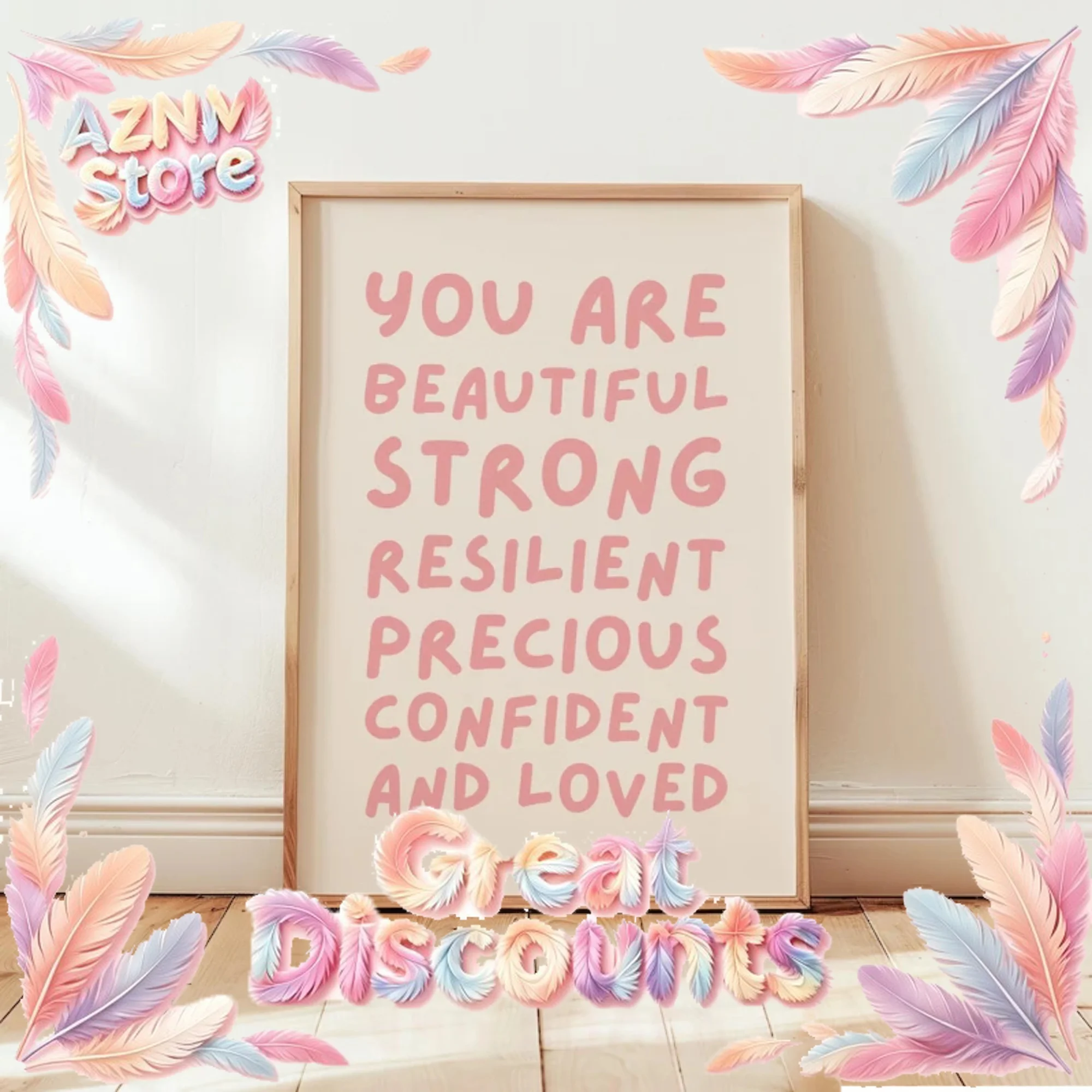 2026 You Are Beautiful Nursery Affirmation Wall Art Print Canvas Painting Poster Picture For Living Room,Girls Bedroom Home Dec