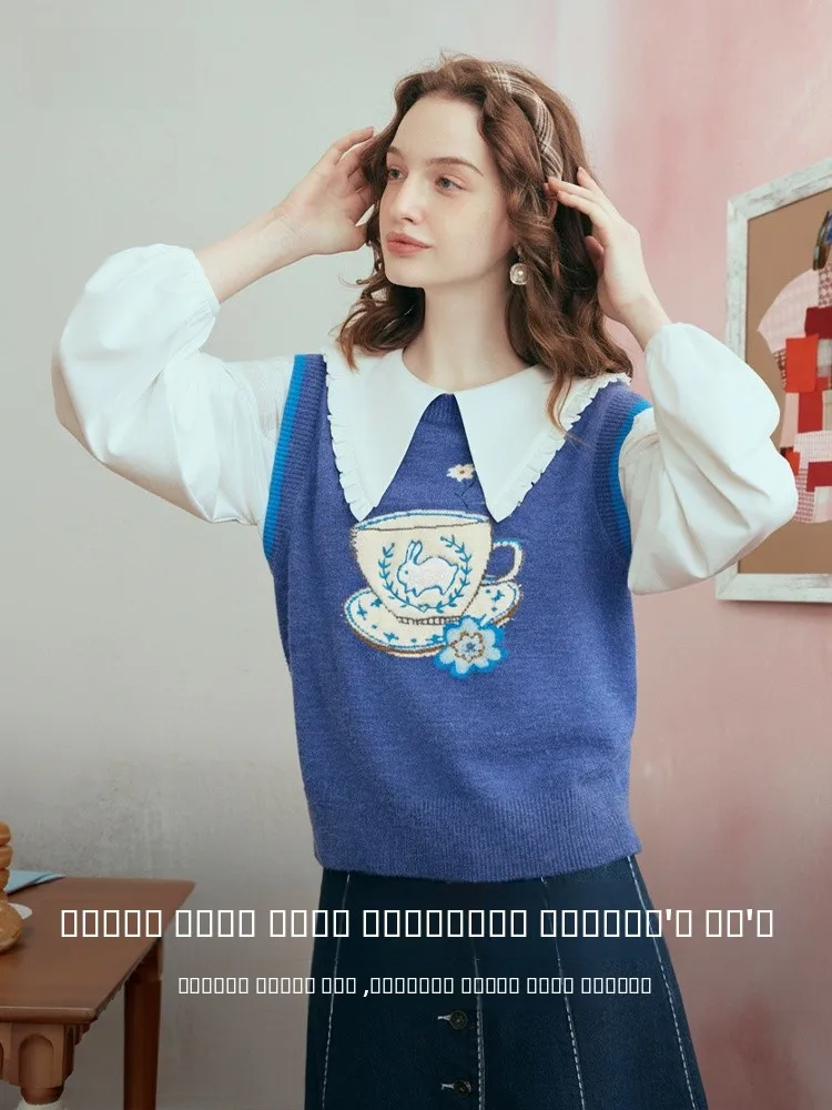 

Spring 2026 New Sle Children's Menger Fun Little Rabbit Embroidery Svel Knitted Sweater Women Sweet Sle Art Casual