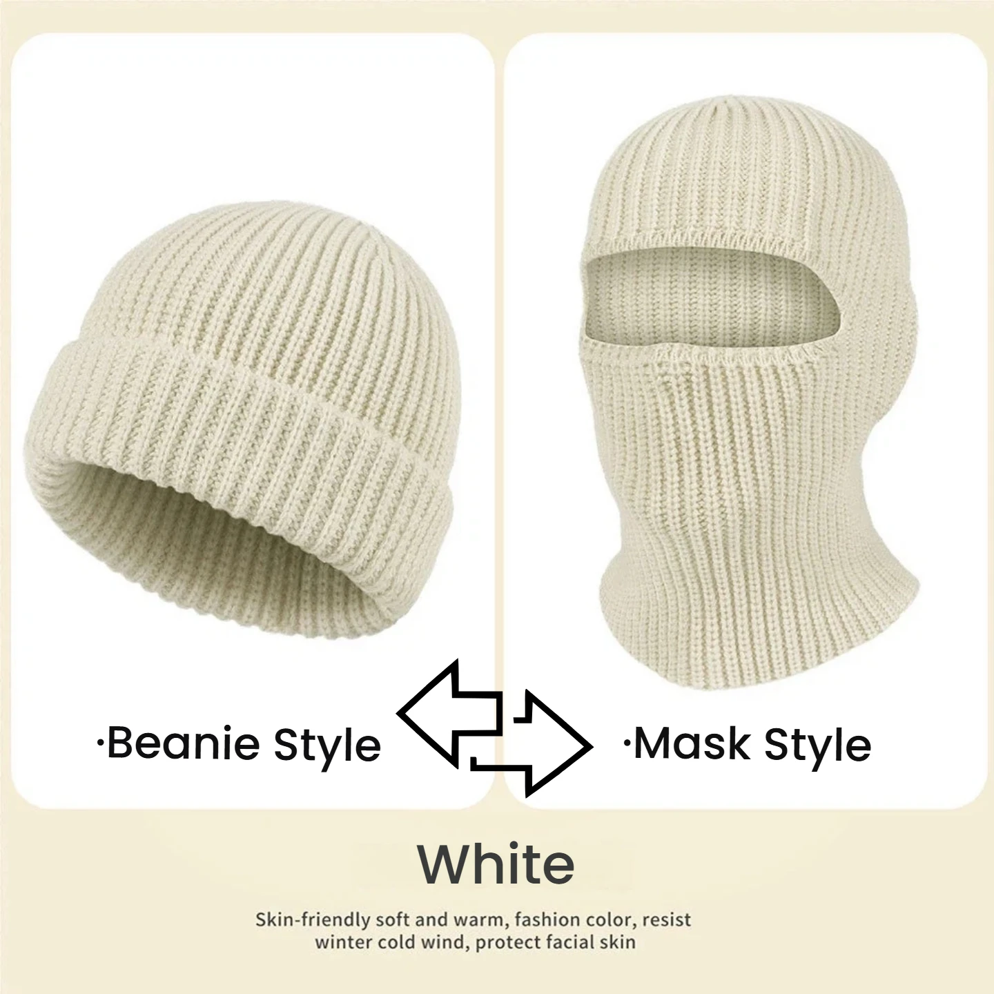 قبعة صغيرة محبوكة بطبقة مزدوجة للجنسين، قناع تزلج شتوي مقاوم للرياح 2 في 1 للتزلج وركوب الدراجات والمشي لمسافات طويلة في الهواء الطلق #4