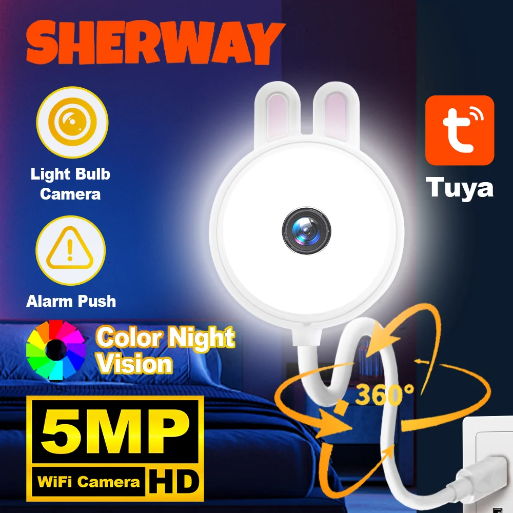 Tuya Mini WiFi Camera 2K Indoor Wireless USB Light Bulb Baby Monitor Home Security IP Camera Surveillance Auto Tracking Babe Cam