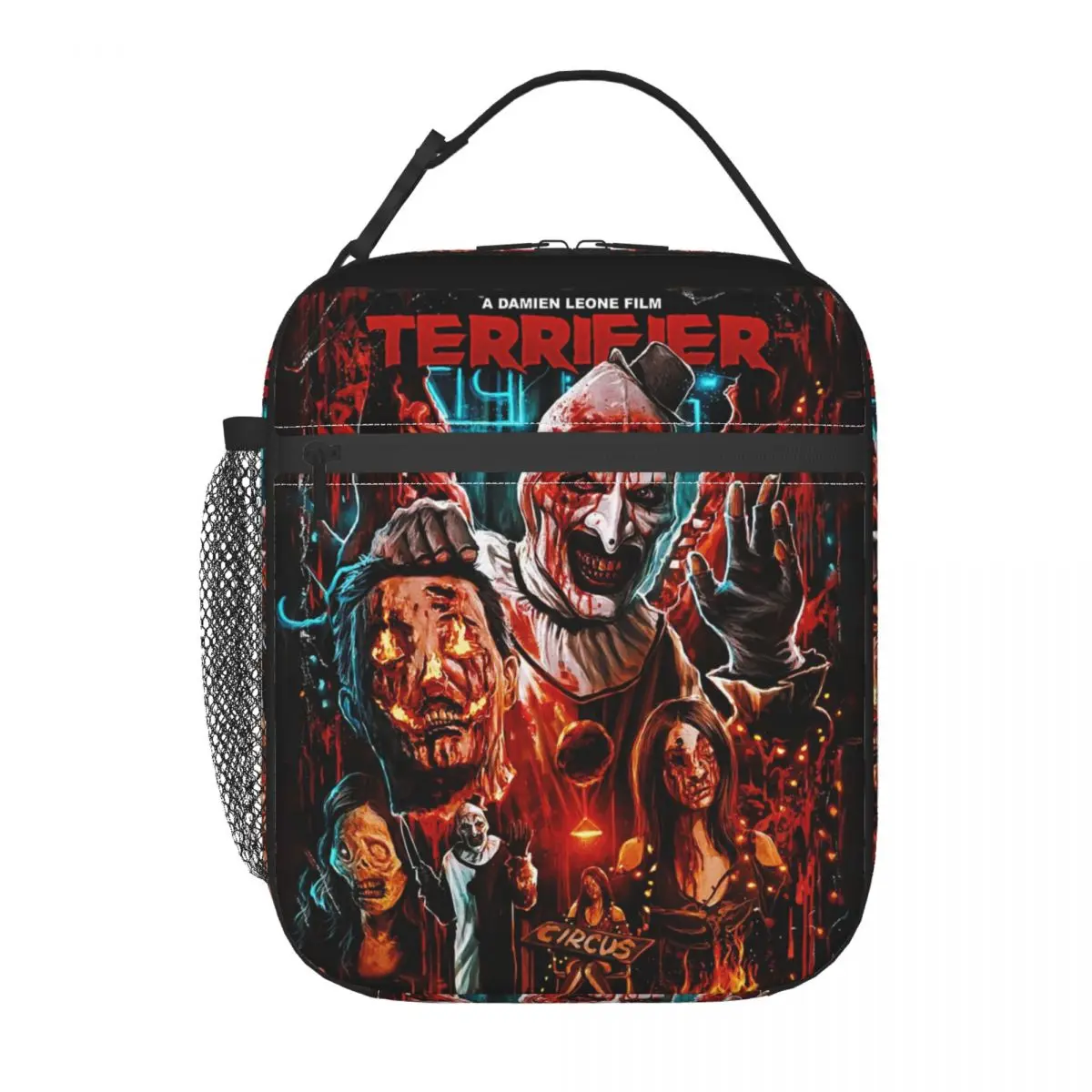 Movie Terrifier Insulated Lunch Bags for Camping Travel Halloween Horror Clown Resuable Cooler Thermal Lunch Box Women Children