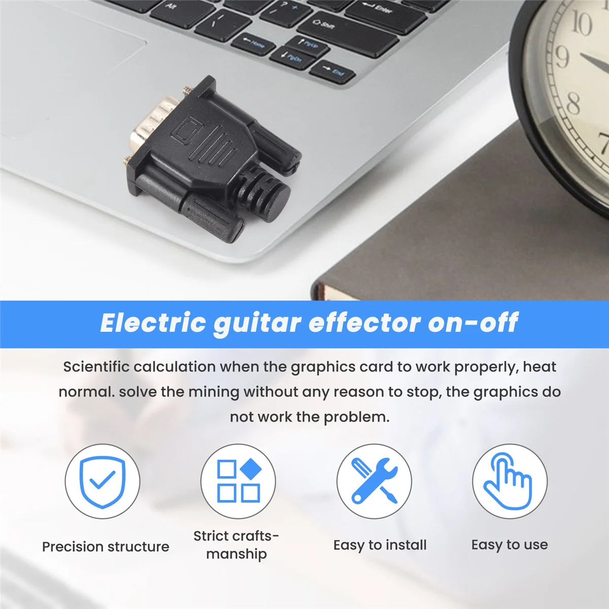 New 3C-VGA Virtual Display Adapter Male Dummy Plug EDID Headless Ghost Emulator Lock Plate