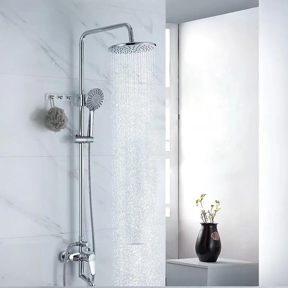 

Высококачественный открытый настенный латунный смеситель для душа в ванной комнате, хромированный набор для горячего и холодного душа с одной ручкой