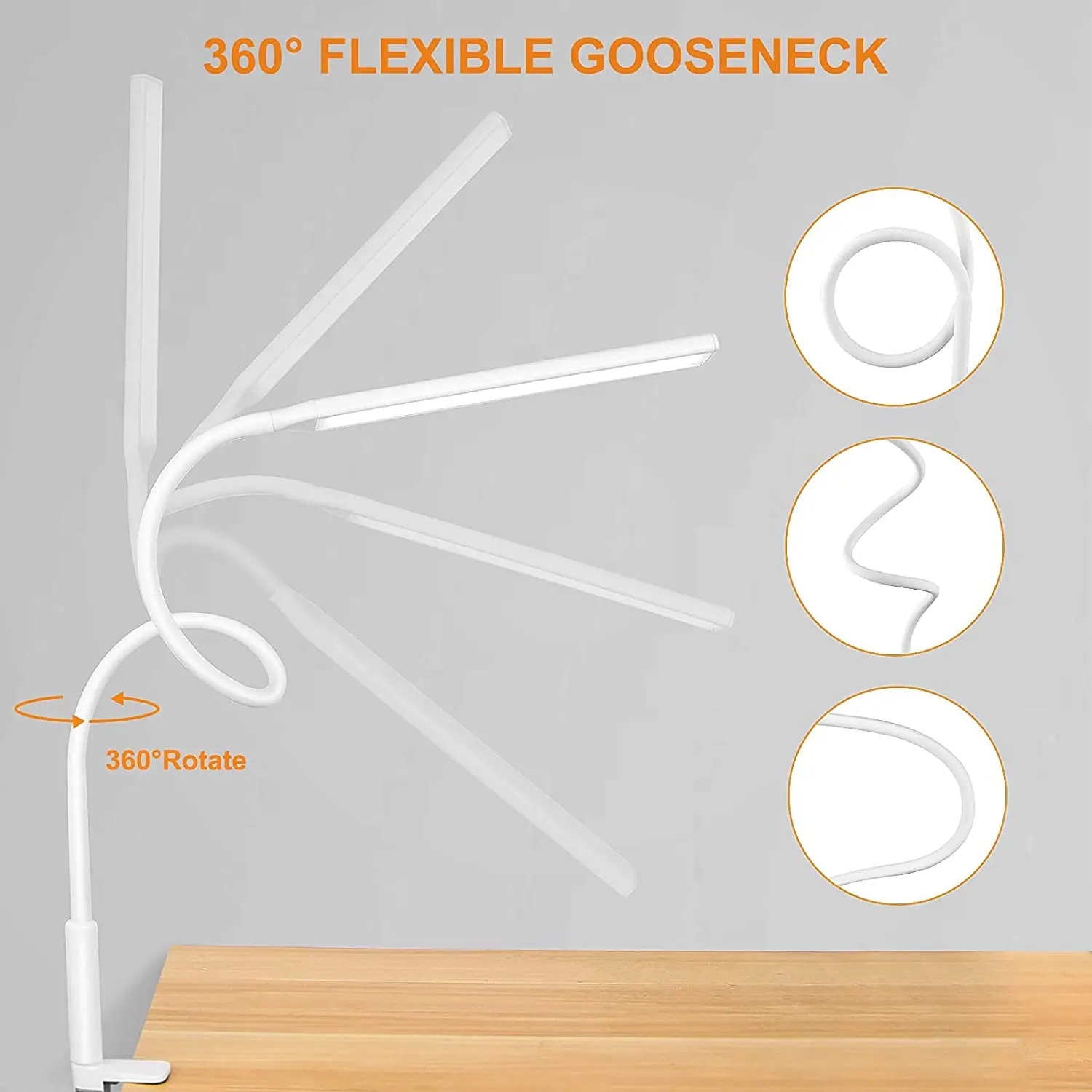 Светодиодная настольная лампа, настольная лампа с поворотным кронштейном и зажимом, гибкая рабочая лампа на гибкой стойке, настольная лампа Architect, белая