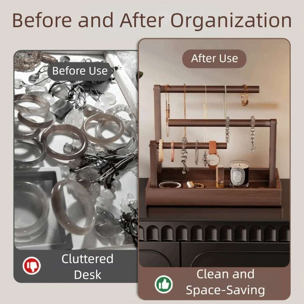 

Подставка для ювелирных изделий из цельного дерева в стиле ретро, большой размер, держатель для хранения браслетов, деревянный материал с крючком, органайзер для ювелирных изделий