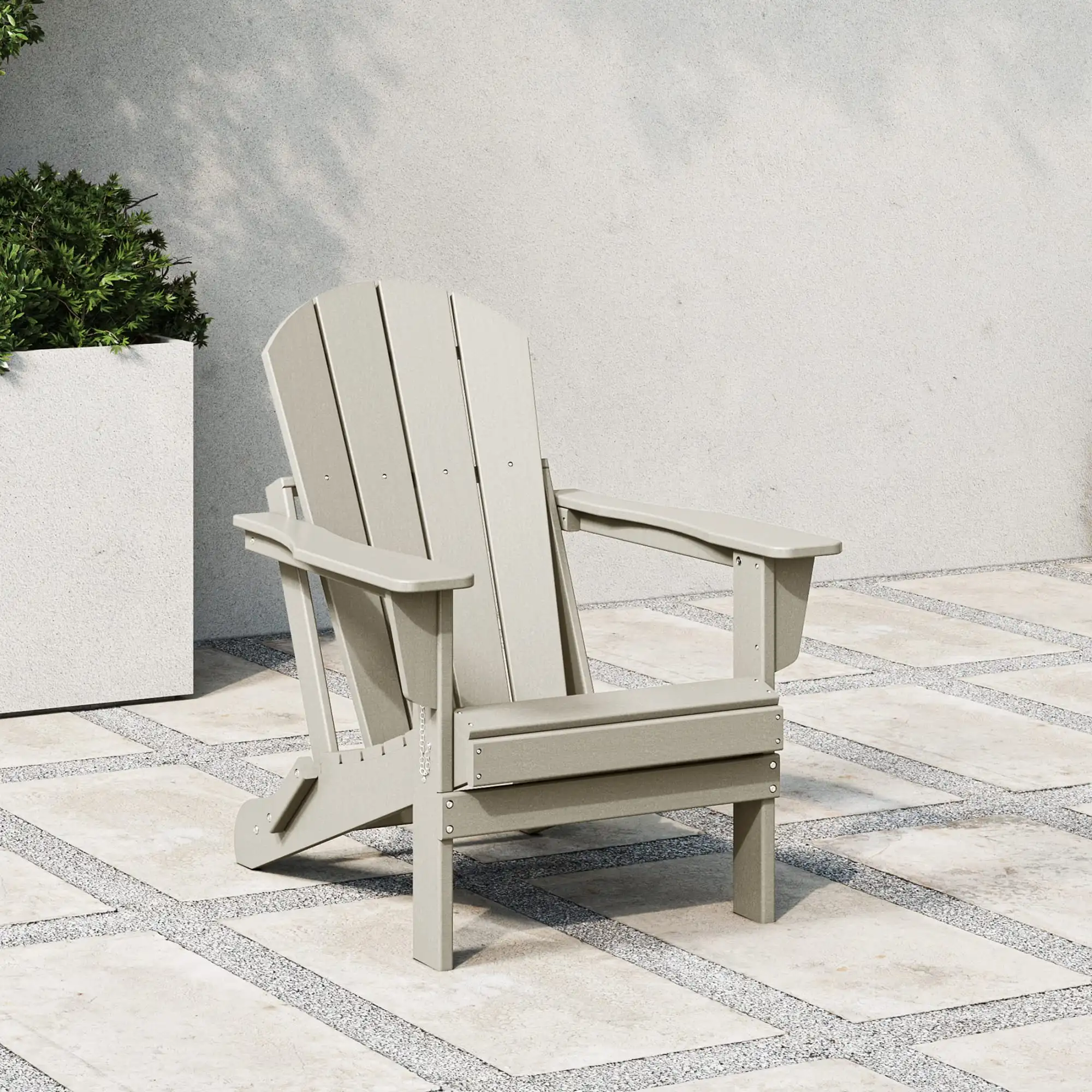 

Outdoor Folding HDPE Adirondack Chair, Patio Seat, Weather Resistant, Sand Color