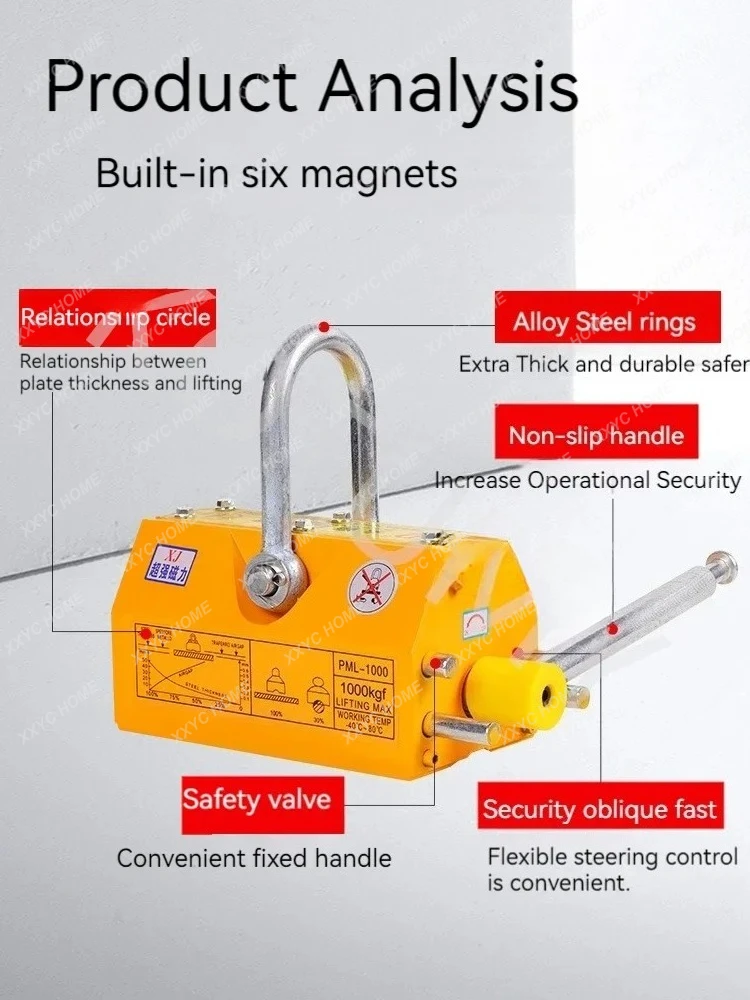 Imán de elevación de grúa resistente, elevador magnético de acero de 100KG/200KG