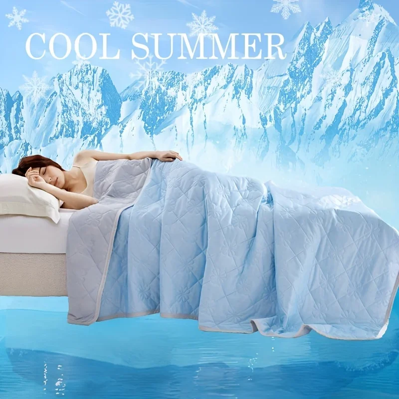 Große Kühldecke für Schläfer, doppelseitige, weiche und leichte Sommerbettwäsche, 100 % Polyester, gewebter gesteppter Überwurf, maschinenwaschbar