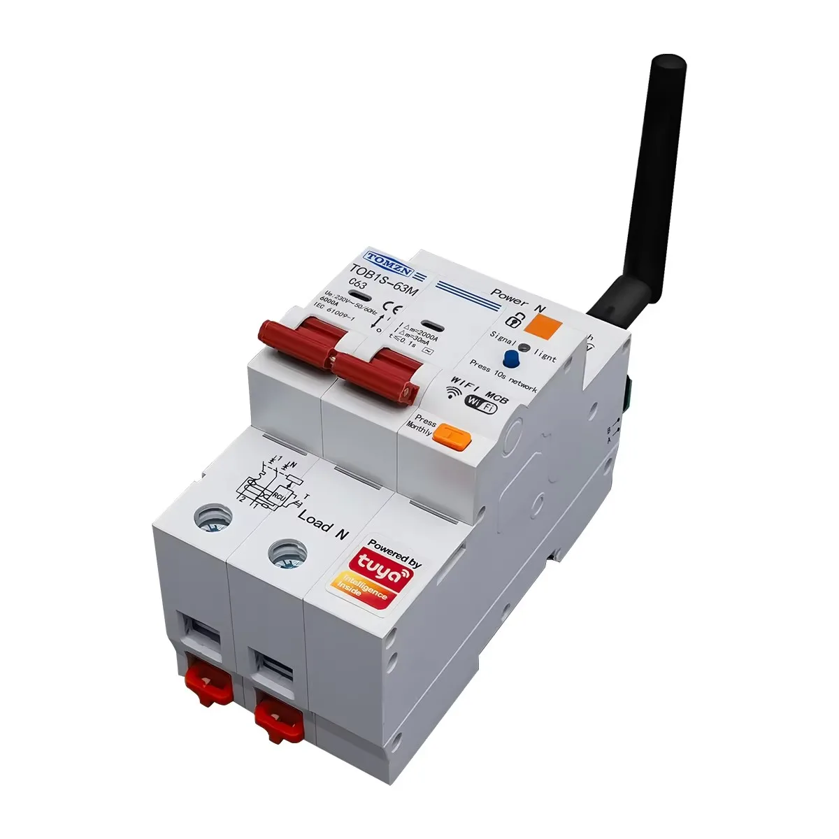 TOB1S-63M Tuya Smart Life Wireless Circuit Breaker Smart Switch Remote Control Over/Under Current Protection Temperature
