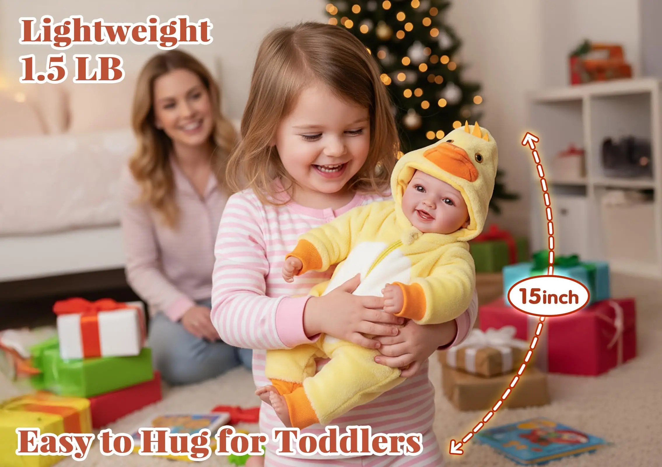 BABESIDE Lekki zestaw lalek dla dzieci – Realistyczna, miękka lalka o wysokości 38 cm dla dziewczynek, łatwa do przenoszenia i przytulania – Zabawa w udawanie i prezent dla maluchów