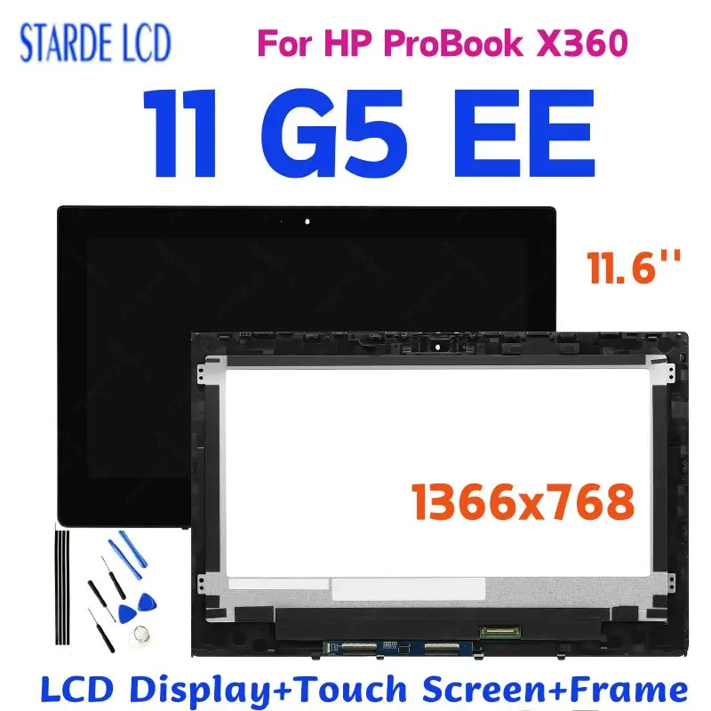 Original 11.6'' For HP ProBook X360 11 G5 EE LCD Display Touch Screen Digitizer Assembly With Frame 1366X768 Replacement Part