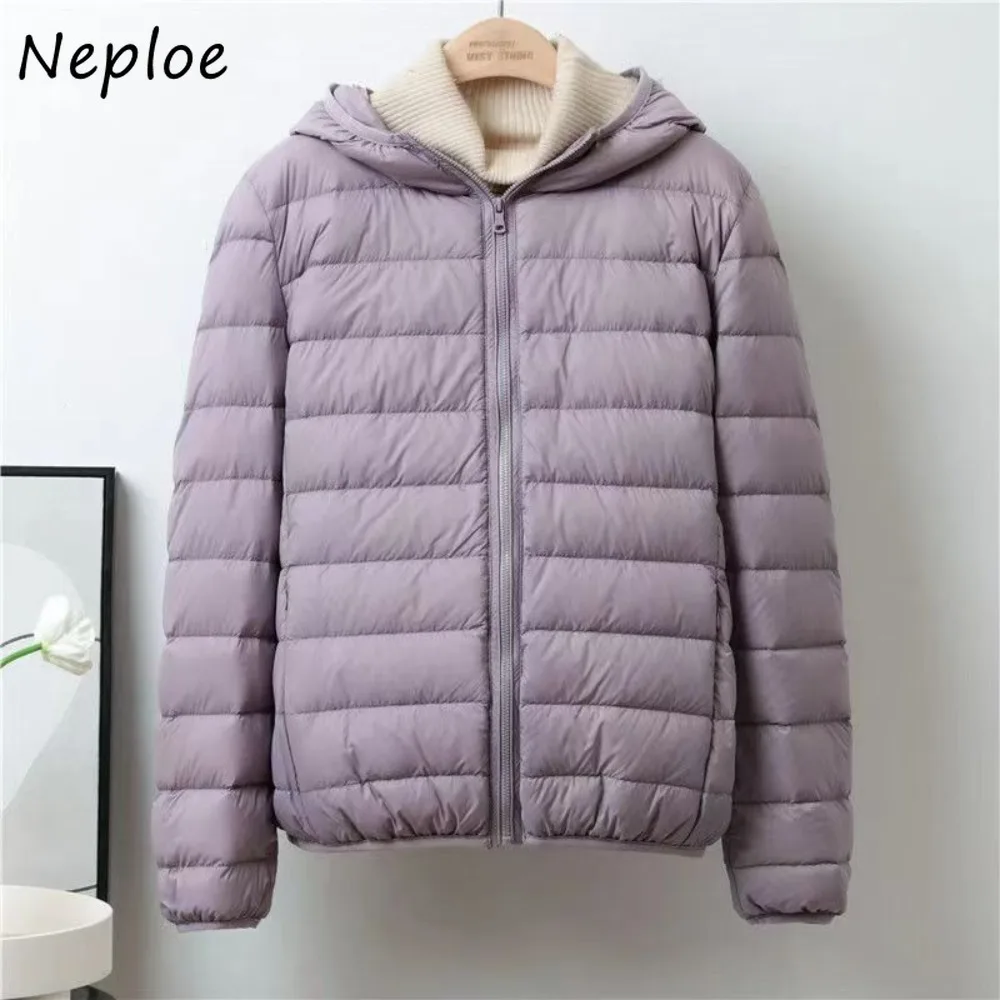 

Neploe Simple Office Lady New Thin Down Parkas Hoody Casual Moda Trendy Coat Women Plaid Zip Cardigan Casual Elegant Solid Top