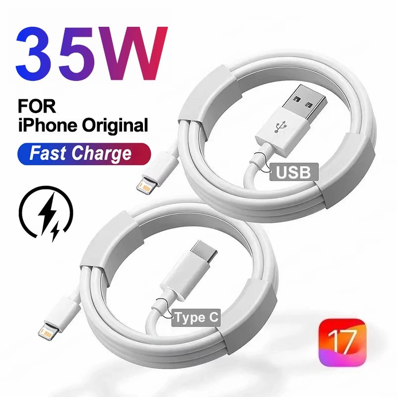 

35W PD Fast Charging USB C Cable For iPhone 14 8 7 Plus 13 12 Mini 11 Pro Max XS Max XR X Rapid Charge USB Data Cable 1m 1.5m 2m