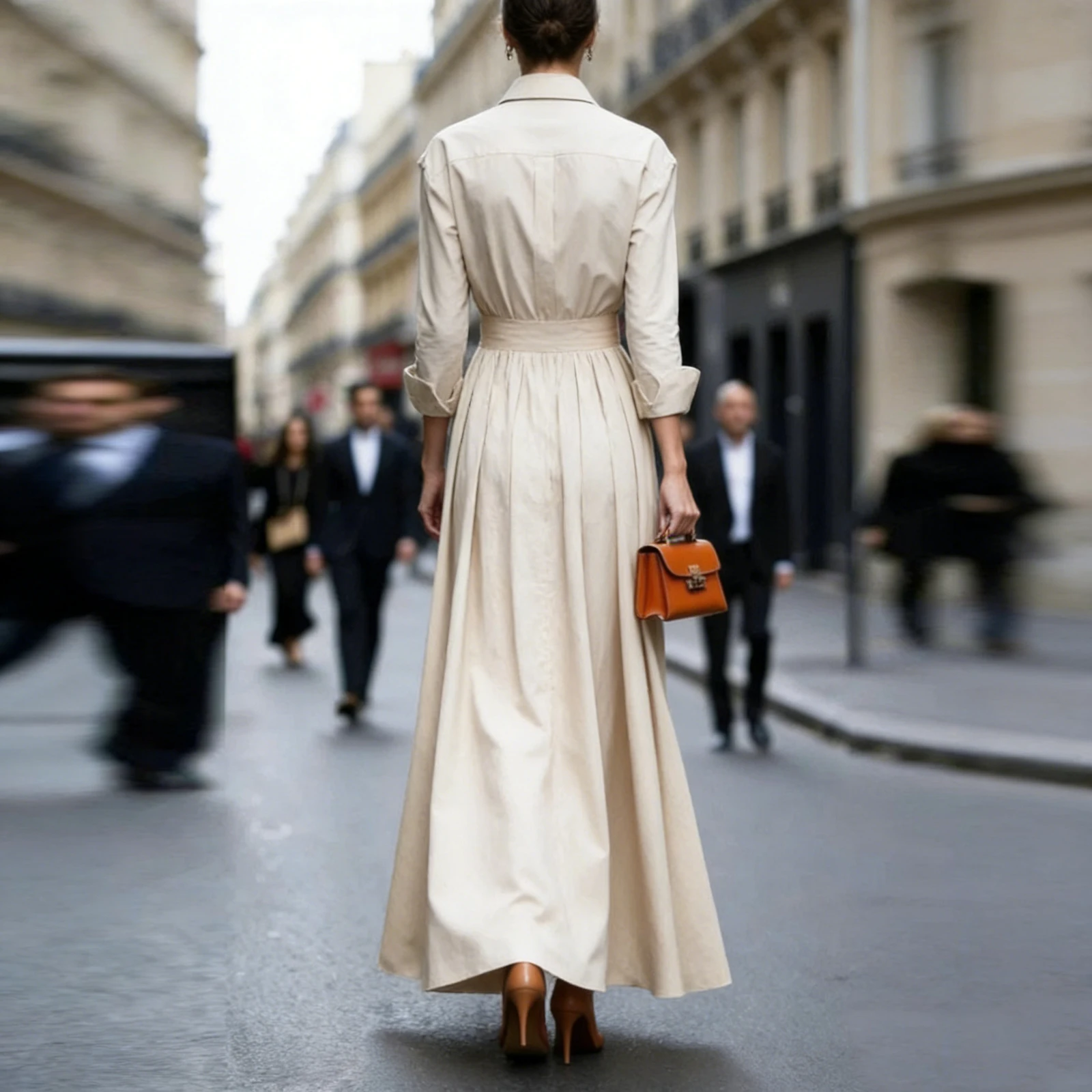 Robe longue tendance pour femmes à manches longues, col, couleur unie, taille nouée, style trench, robe élégante décontractée et confortable