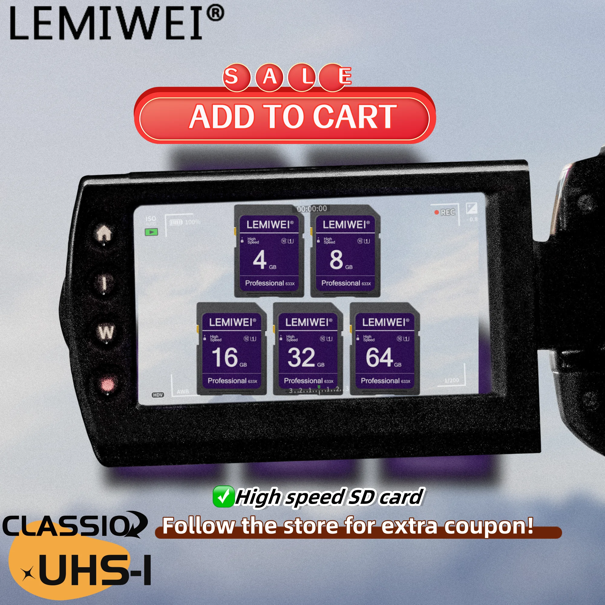 Lemiwei SD Card Professional Class10 V10 64GB 16GB U1 Memoria SDXC Card 4GB 8GB 32GB High Speed Flash Memory Card for Camera