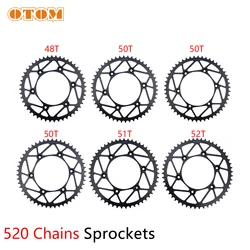 Motorcycle 520 Chains 48T/50T/51T/52T Rear Sprockets Steel Back Sprocket Cog For KTM HONDA YAMAHA KAWASAKI SUZUKI Dirt Pit Bike
