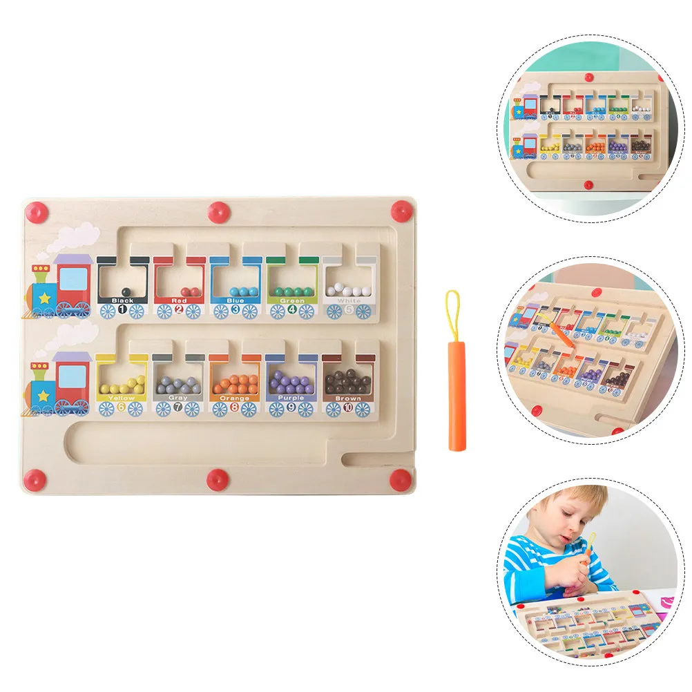 

Magnetic Color Sorting Counting Board Wooden Number Maze Puzzle Montessori Educational Matching Game for Kids Fine Motor Skill