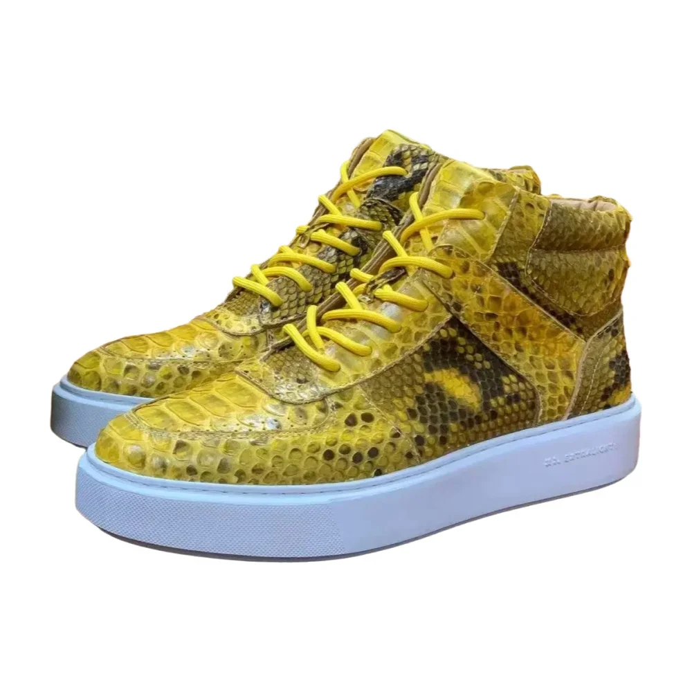 2024 new arrival Fashion Python skin causal shoes men,male Genuine leather sneakers pdd547