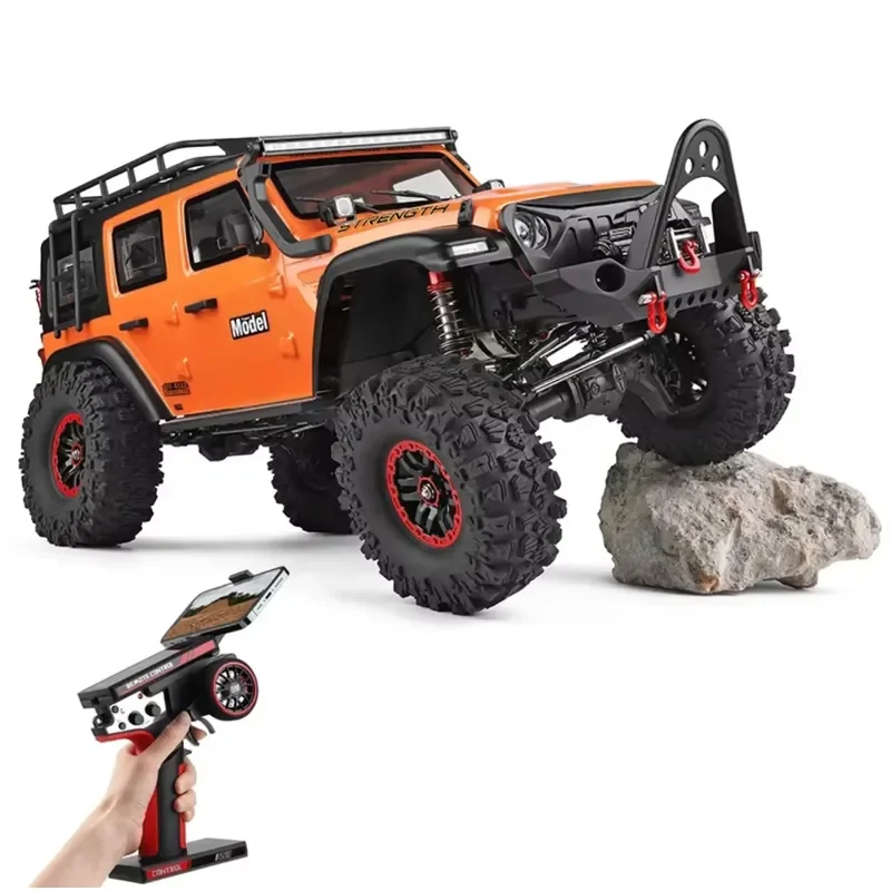104010 1:10 Scale 4WD/4X4 Electric Metal Rock Crawler off Road RC Truck LED Lights 2.4G Remote Control App-Controlled