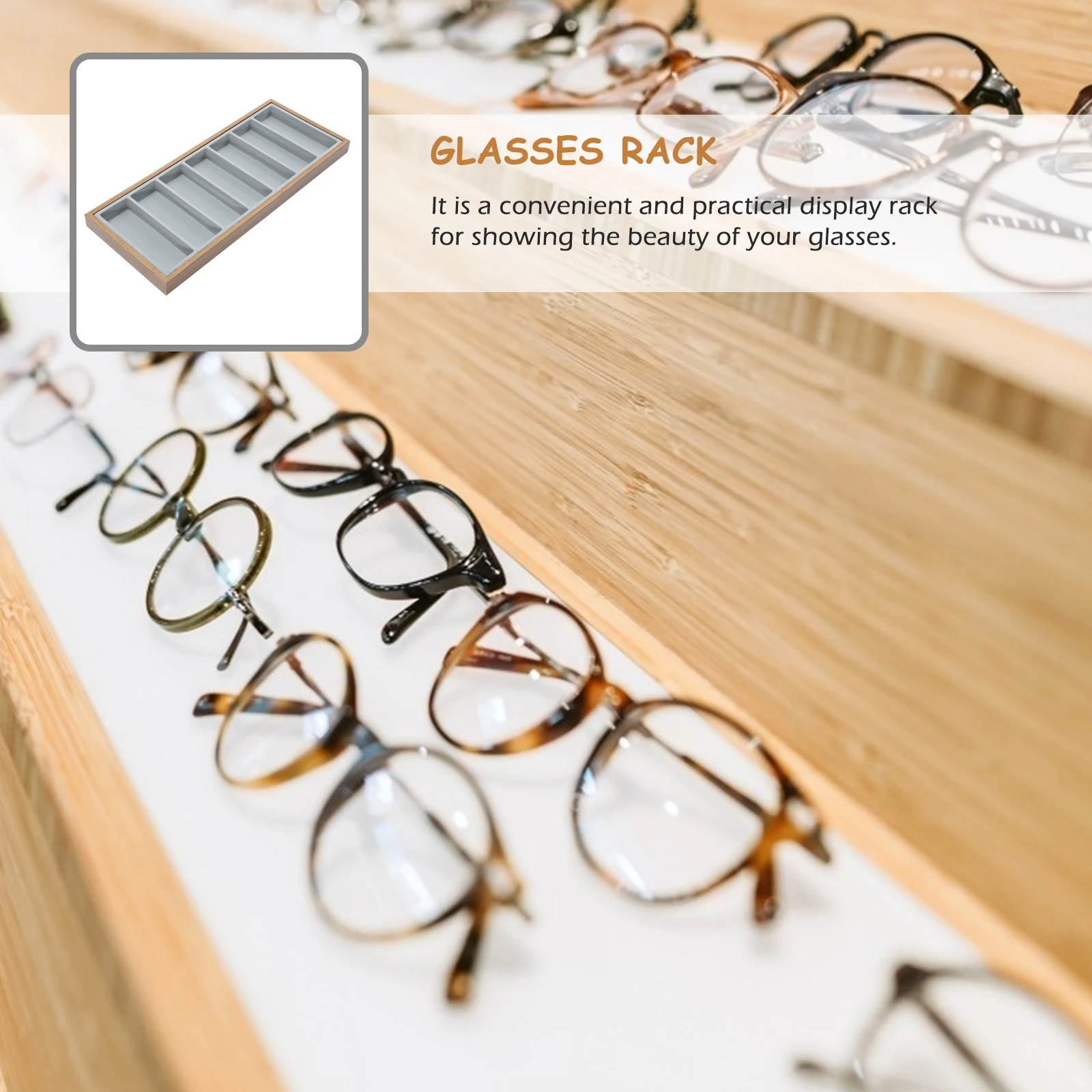 

7 Slots Glasses Display Tray Sunglasses Organizer Eye Wear Rack Fabric Lined Eyeglass Holder Jewelry Retail Case Storage Box For