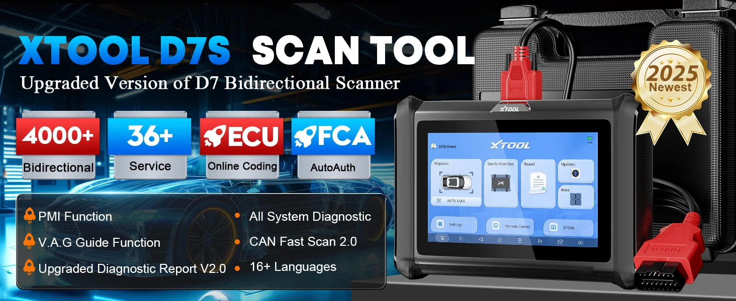 XTOOL D7S Bi-directional Control Diagnostic Tools,CANFD&DOIP&FCA,ECU Coding  Automotive scanner,Key Programming,36+ Service