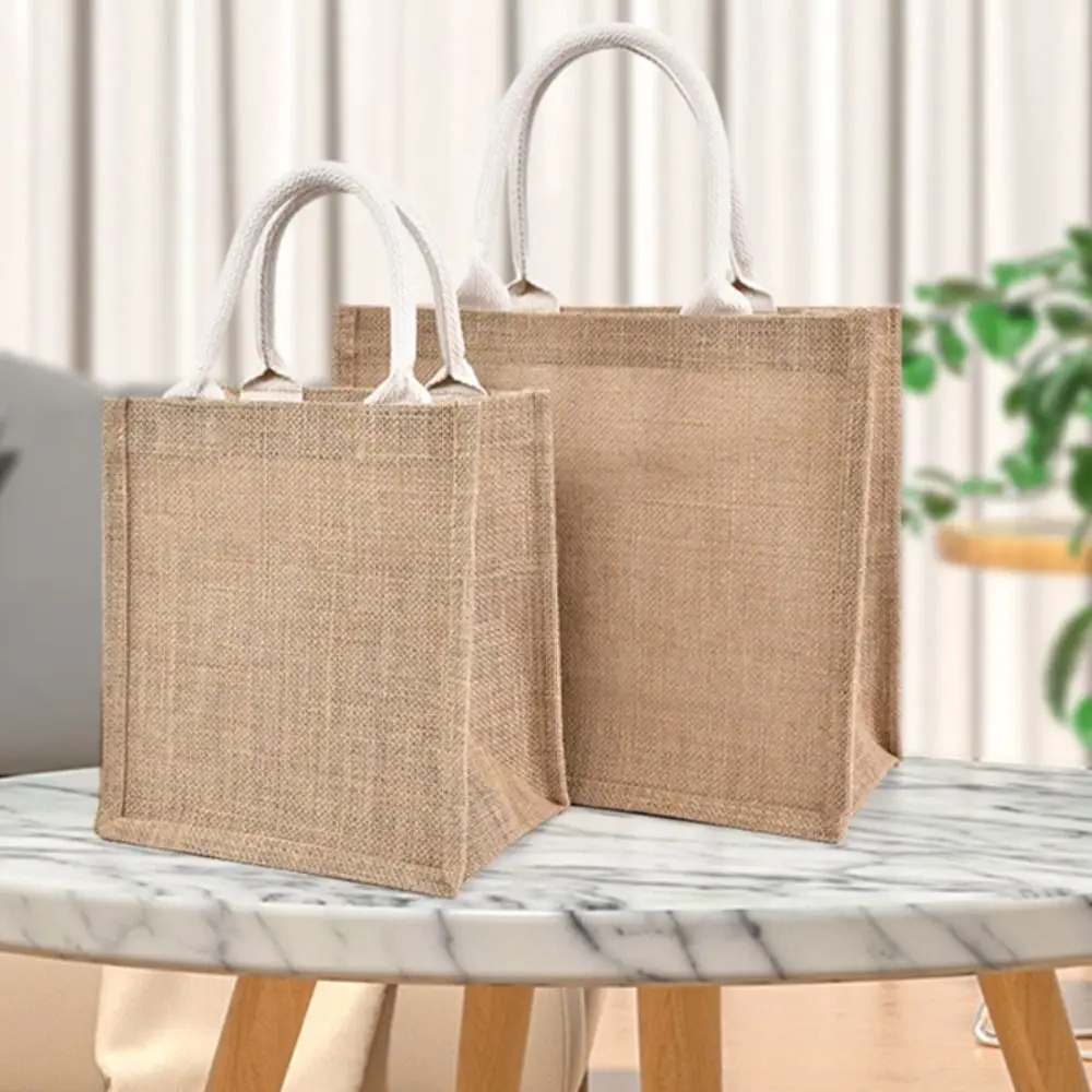 \Multiple Sizes Hand-painted Women Linen Bag Jute Imitation Sacks Burlap Tote Bags Portable Vintage Laminated Bags Women