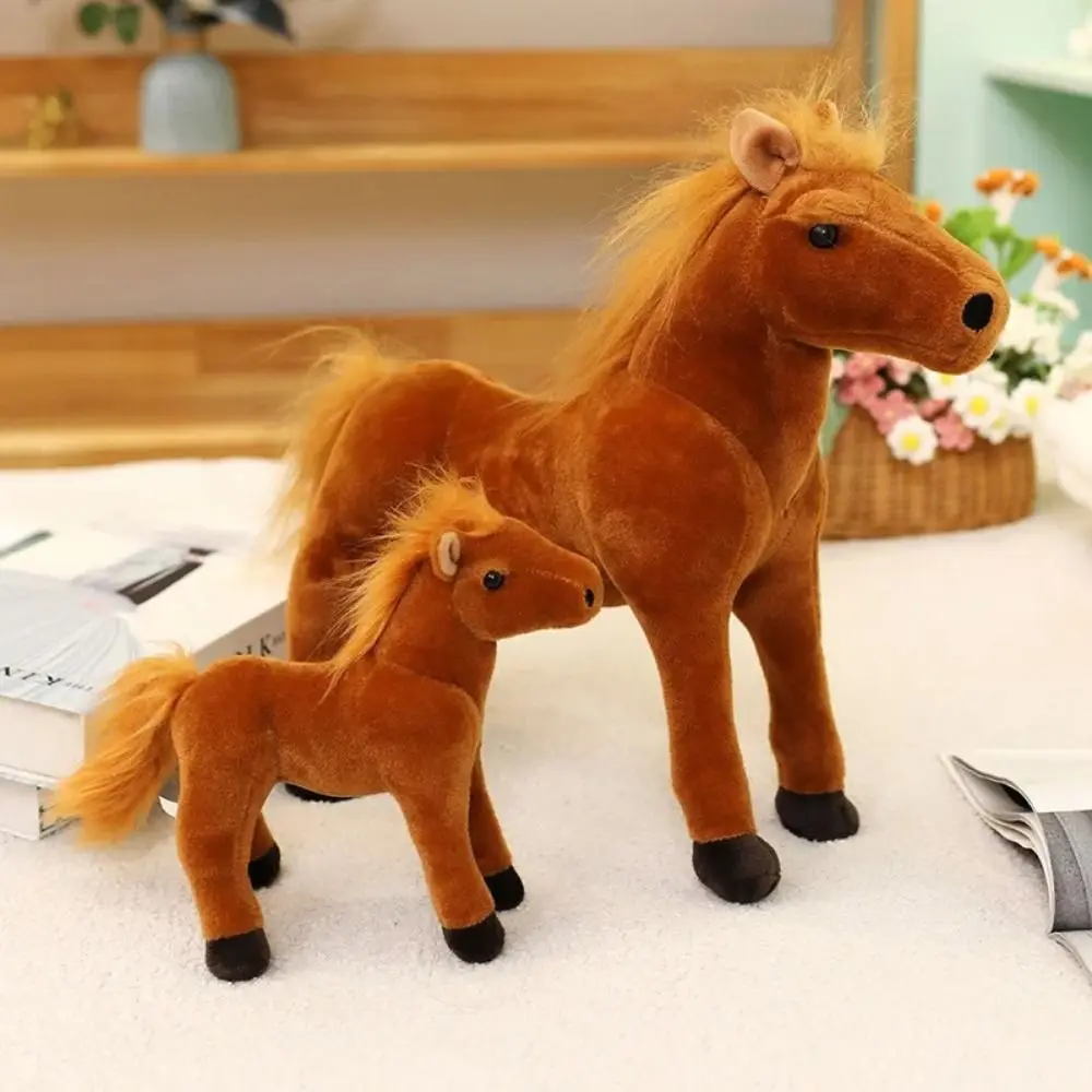 Funny 20/30cm Lifelike Horse Plush Toys Giant Animal Huggable Doll Toys Soft Stuffed Steric Standing Horse Toys Children Gift