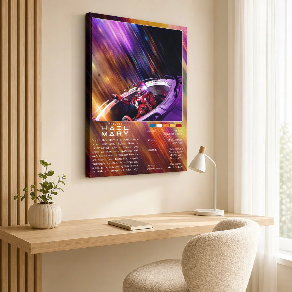 Project Hail Mary Movie Canvas Print Poster Custom Photo Vintage Movie Wall Art for Man Cave Decor Ready to Hang Gift for Fans