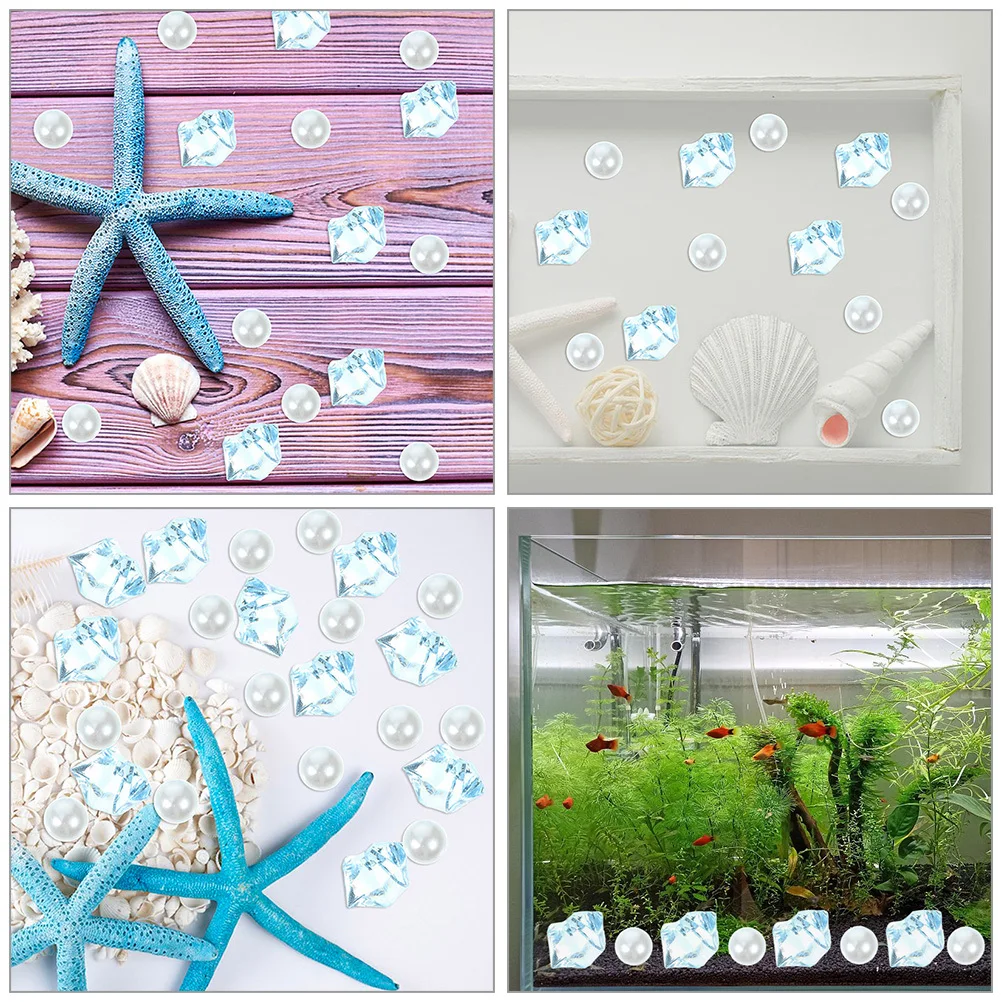 

1Set Blue Crushed Ice Stone Pearls Shiny Dazzling Fish Tank Decor Vase Filler Smooth Surface Bright Colors Fish Tank Decor