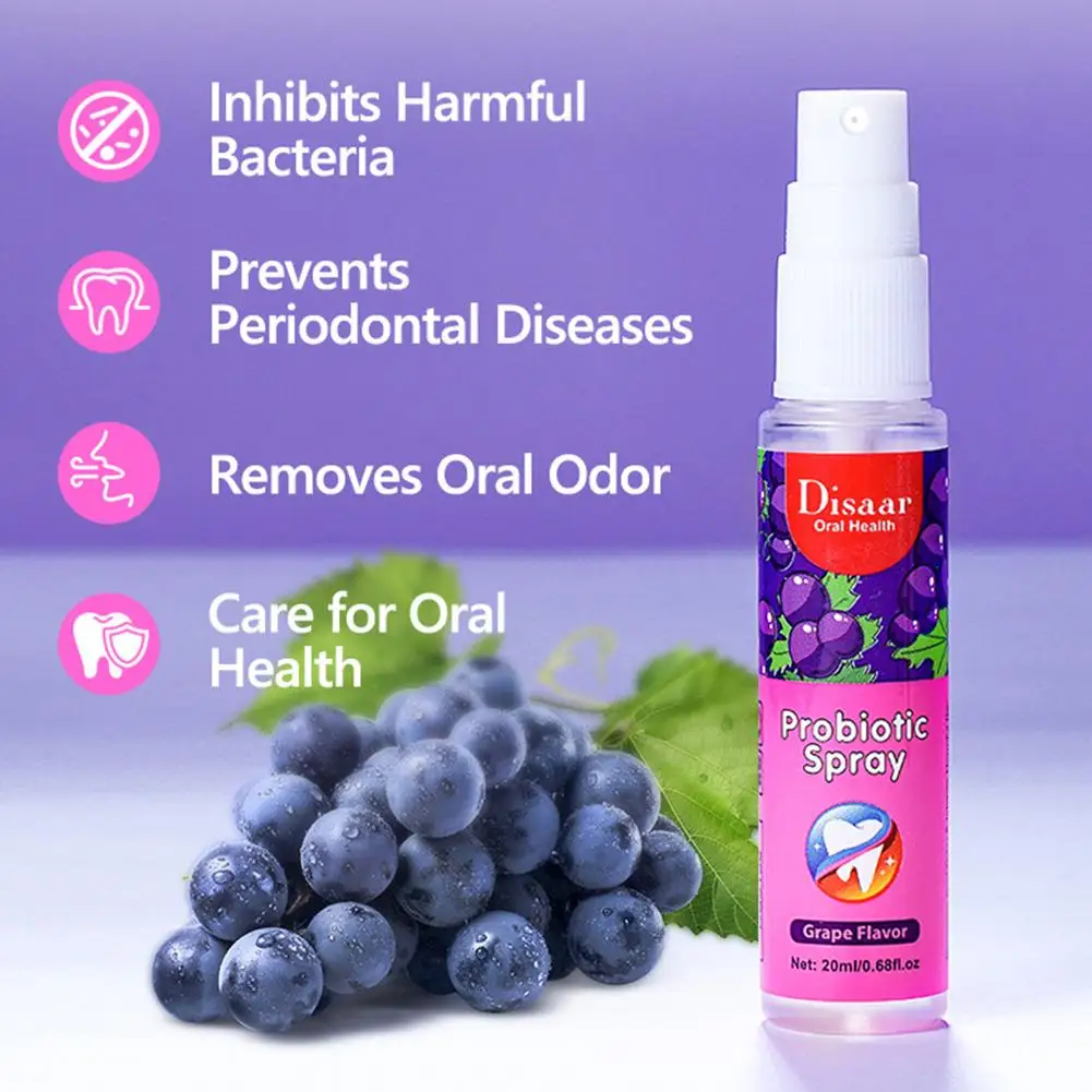 20ML Breath Freshener Spray Lemon Grape Mint Flavor Artifact Female Male Portable Breath Kissing Mouth Spray Cleaning Spray