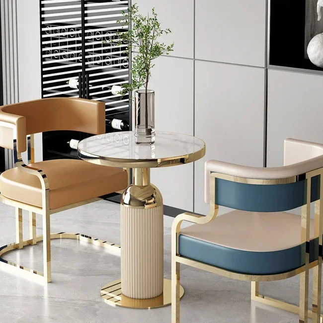 

л # Мягкие кожаные обеденные столы, стулья для ресторана, продажа, современный обеденный стул из нержавеющей стали