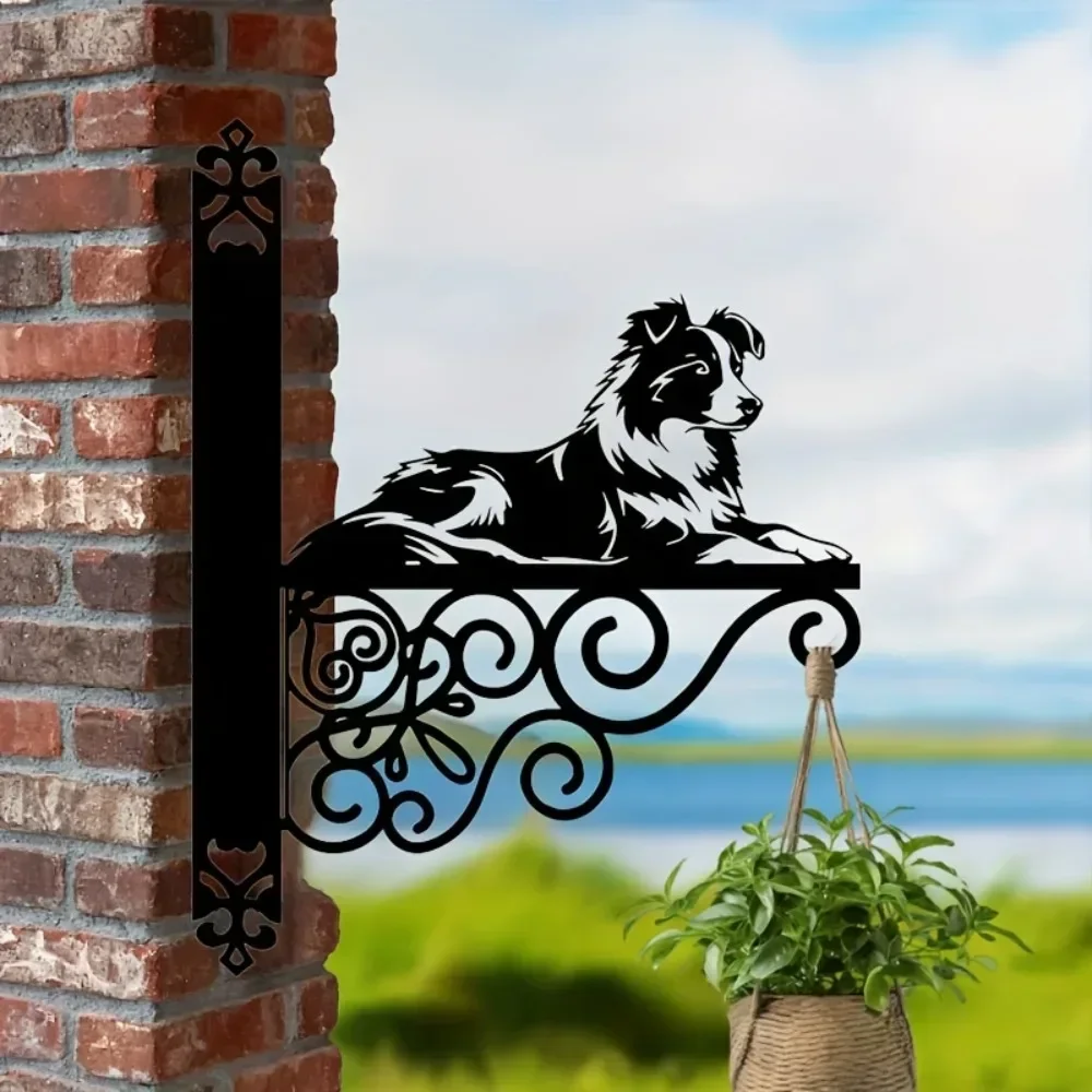 Border Collie Iron Garden Stake – Jumping Dog Silhouette Outdoor Art for Lawn, Patio & Yard – Rustproof Pet Themed Sculpture