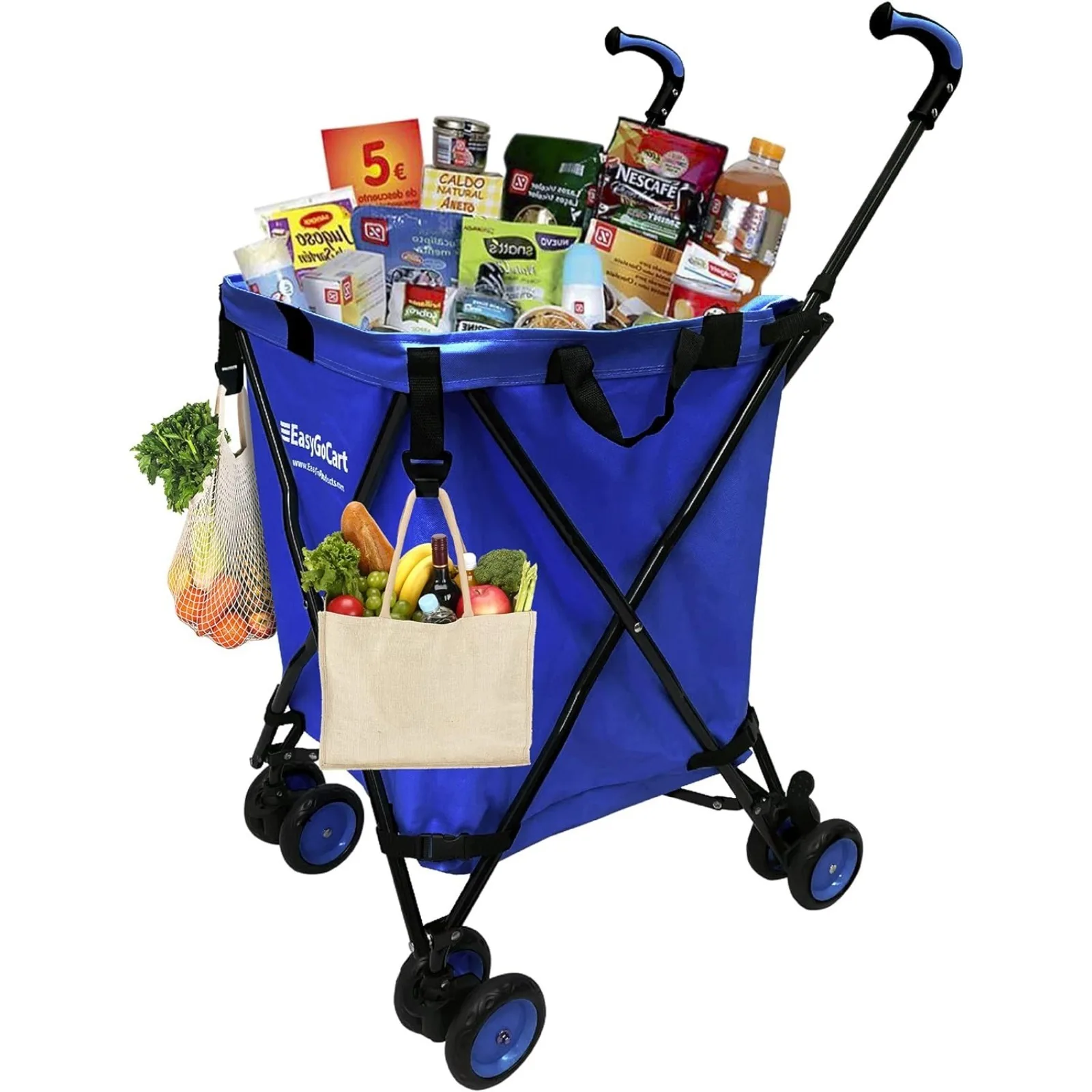 US Folding Grocery Shopping and Laundry Utility Cart – Removabe Water-Resistant Canvas Bag