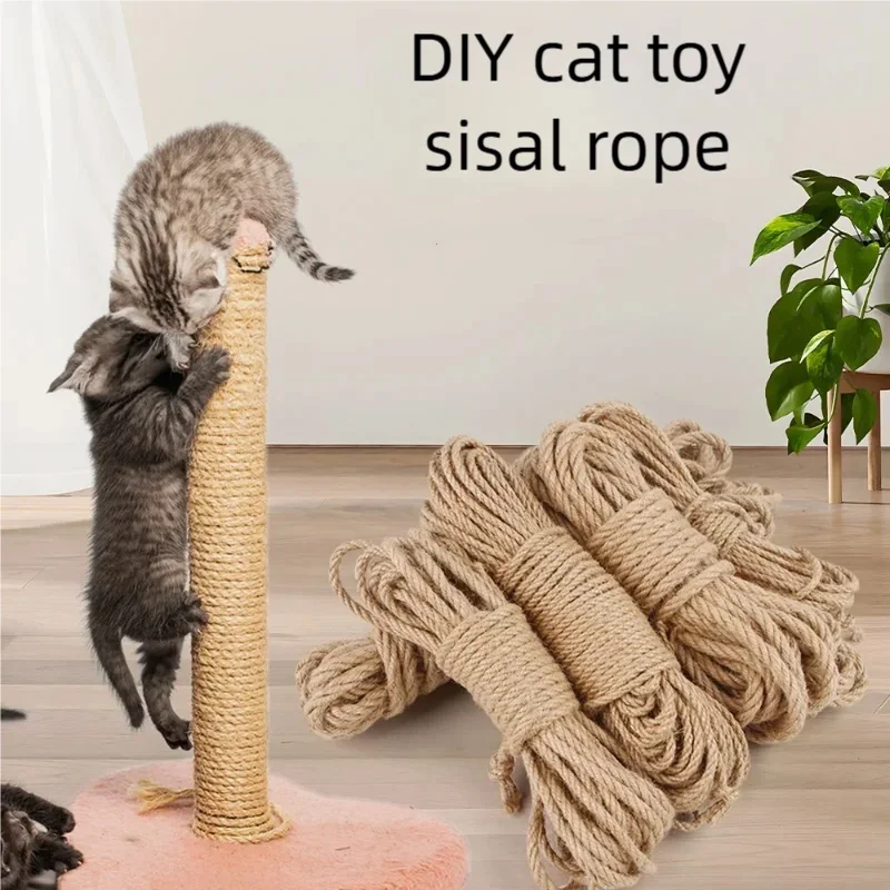 Langlebiges Natürliches Sisalseil 4/6/8MM 20/50M DIY Katzenkratzbaum-Ersatzseil Krallenpflege Möbelschutz für Katzen – Detail 2