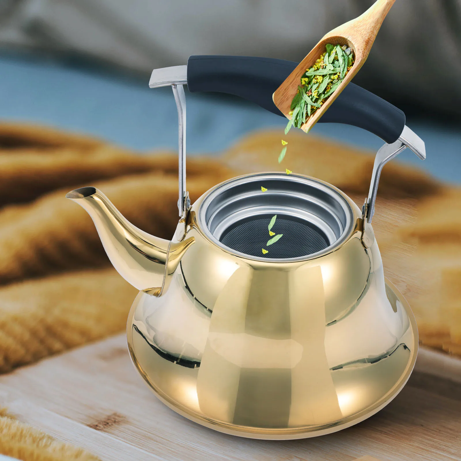 

1pcs Stainless Steel Whistling Tea Kettle Kettle For Boiling Coffee Oatmeal Instant Soup Kitchen Use Metal Sounding