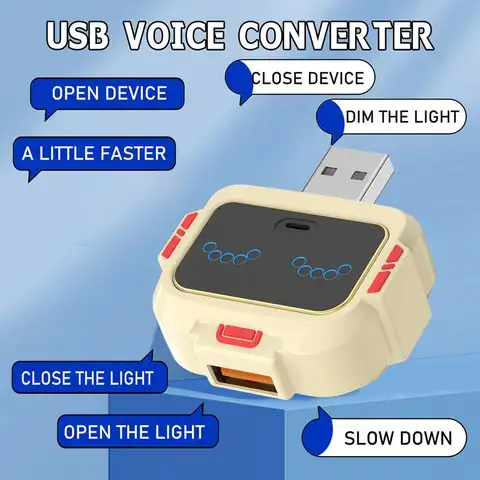Voice Control Smart USB Socket Converter Lamp Protection Lights Switch Expansion Docking Station -English Voice Control Socket