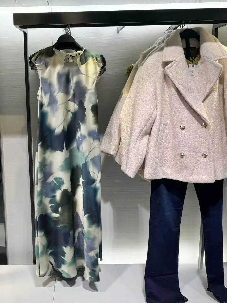 Printemps nouveauté soie Satin imprimé Svel rond Ne Midi Dr femmes Ele Sle a-ligne jupe faux t-shirt