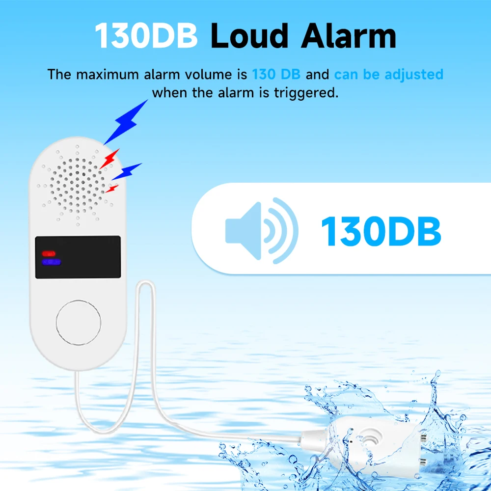 Tuya zigbee Water Leak Sensor Sound Alarm System Smart Home Automation Water Overflow Level Detector Residential Protection