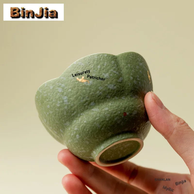 

2 шт./лот, посыпанная золотая тыква, цветочная ротовая чашка, ретро чайная чаша, милая чашка, чашка для медитации, чашки Chazhan Master, 70 мл