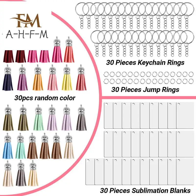 

Sublimation Keychain Blanks Bulk, Set Of 30 Sublimation Keychain Blanks Set With Tassels, Keychain Circle, Keychain